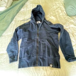 American Giant blue zip-up hoodie